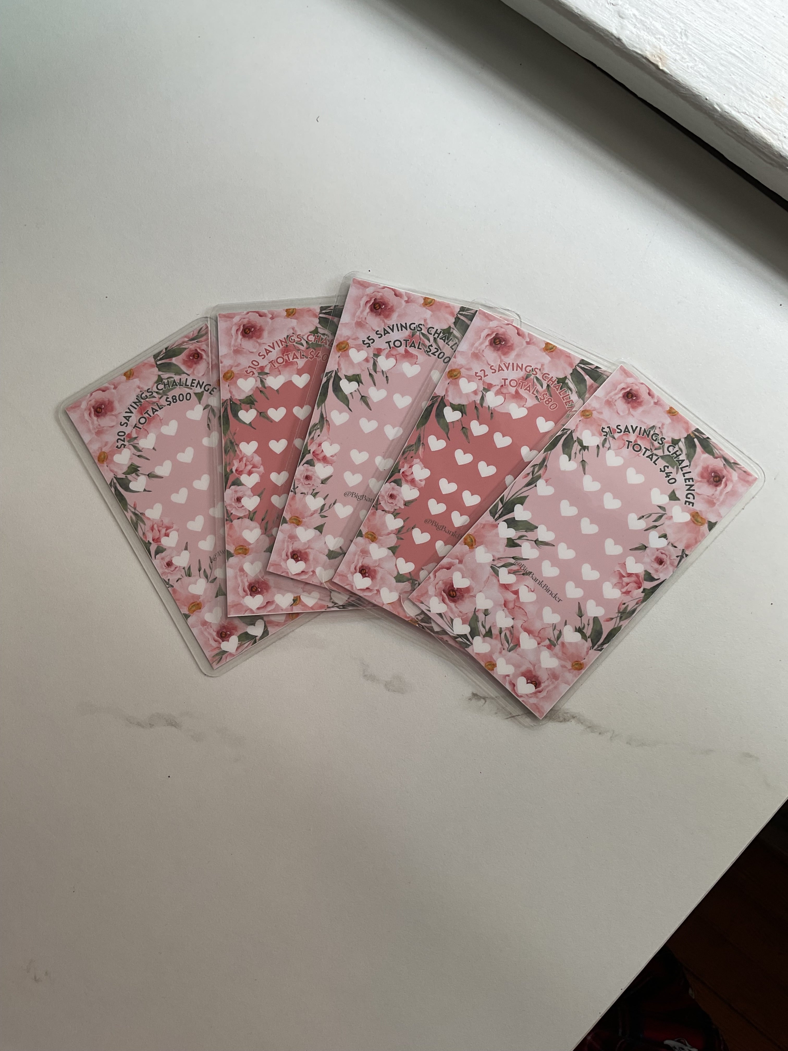 Bloom Savings Challenge $1, $2, $5, $10, and $20 cash envelope & savings challenge set